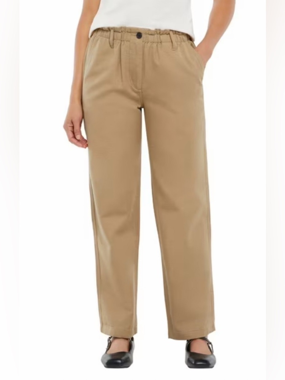 GAP Womens Easy Twill Straight-Leg High Waist Cream Khaki XXL Pants NWT